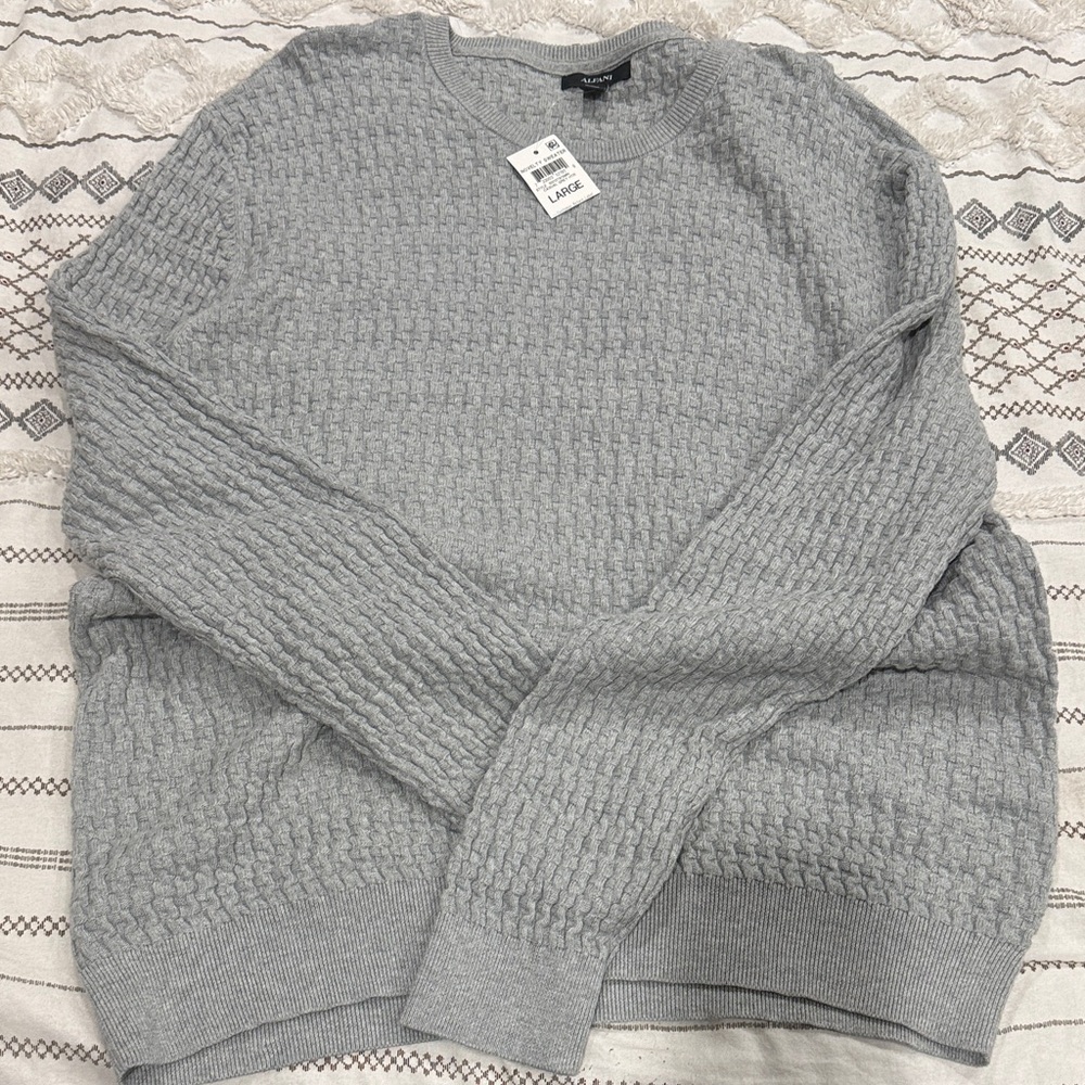 Alfani Light Gray Textured Sweater